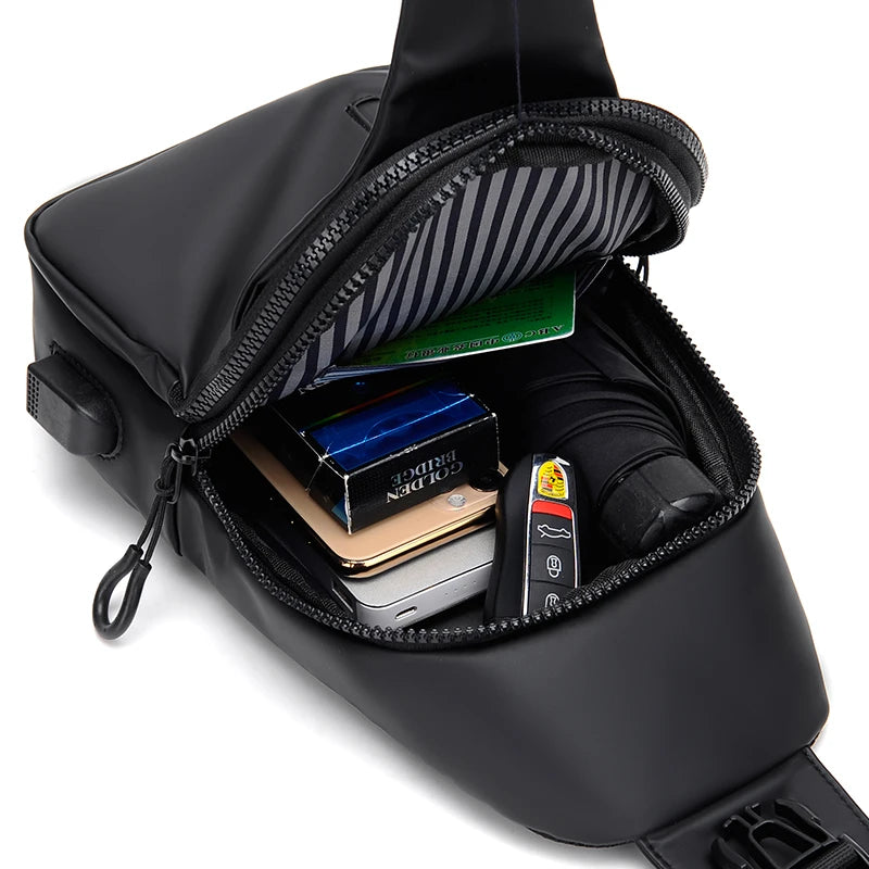 Mens USB Port Chest Bag For Daily Commute And Traveling - Smarsty