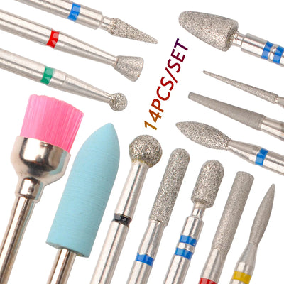 14 Piece Nail Drill Bit Set for Effective Gel Removal - Smarsty