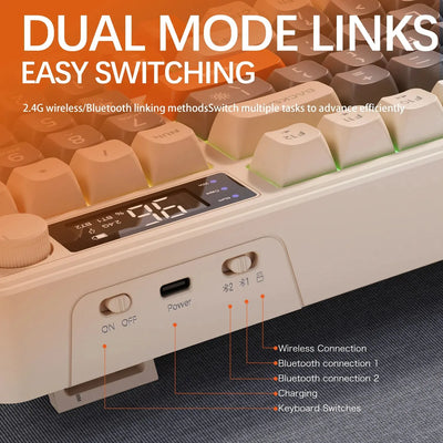 Wireless Keyboard With Screen Bluetooth Multi Device Linking - Smarsty