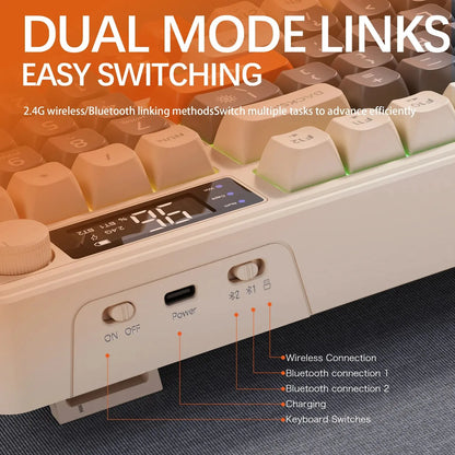 Wireless Keyboard With Screen Bluetooth Multi Device Linking