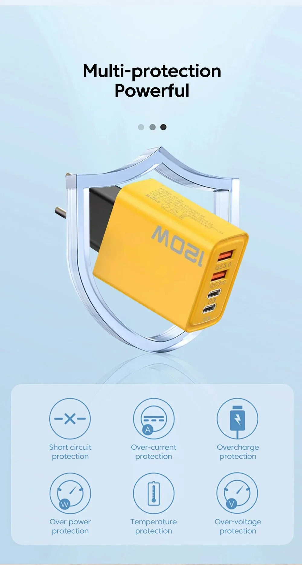 4 Ports USB C PD Charger Quick Charge 3.0 Type C USB Phone Chargers Fast Charging Adapter For iPhone 16 15 Samsung Xiaomi Huawei - Smarsty