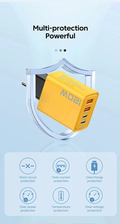 4 Ports USB C PD Charger Quick Charge 3.0 Type C USB Phone Chargers Fast Charging Adapter For iPhone 16 15 Samsung Xiaomi Huawei - Smarsty