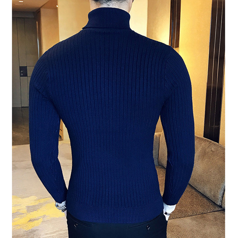 New Turtleneck Sweater Casual Men's Rollneck Knitted Sweater Keep Warm Men Jumper Woolen Sweater - Smarsty