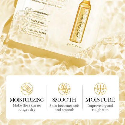 15pcs 24K Gold Hyaluronic Acid Face Masks for Hydration and Brightening - Smarsty