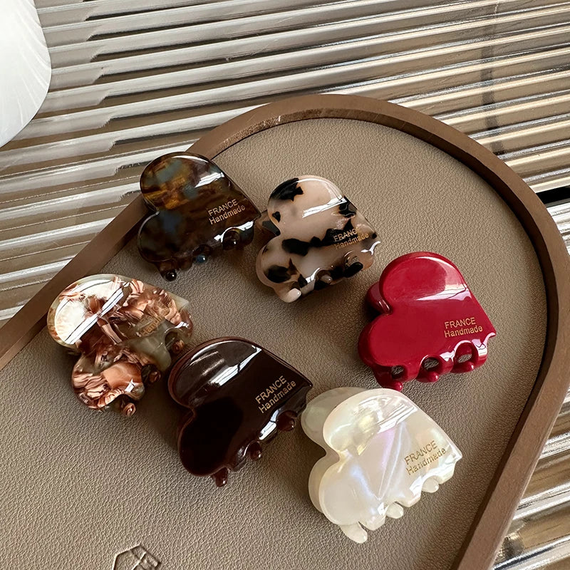 Small Acetate Heart Hair Claw Clips Cute 35mm For Girls - Smarsty