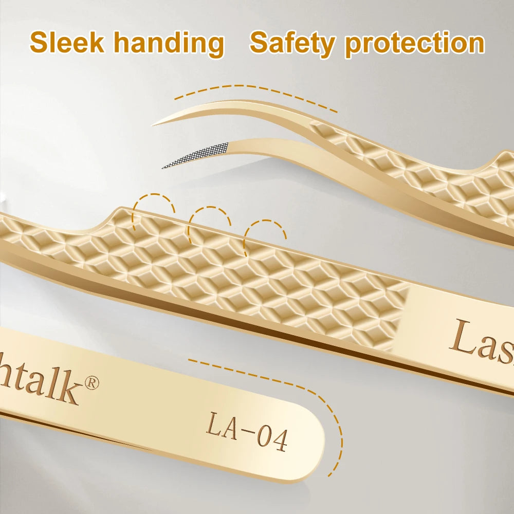 Precision Fiber Tip Eyelash Extension Tweezers with Diamond Grip - Smarsty