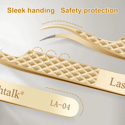 Precision Fiber Tip Eyelash Extension Tweezers with Diamond Grip - Smarsty
