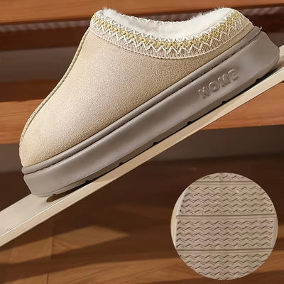 Women's Comfort Lined Slippers Soft Sole Winter Warm Indoor Outdoor Shoes Elegant Couple Slippers - Smarsty