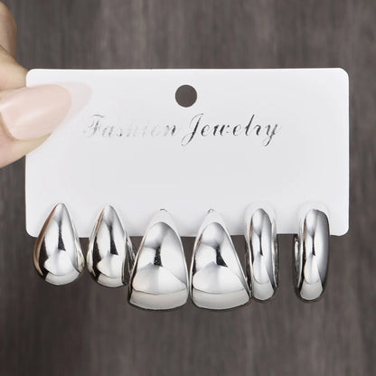 Classic Gold Drop Earrings 12pcs Set for Workplace Style - Smarsty