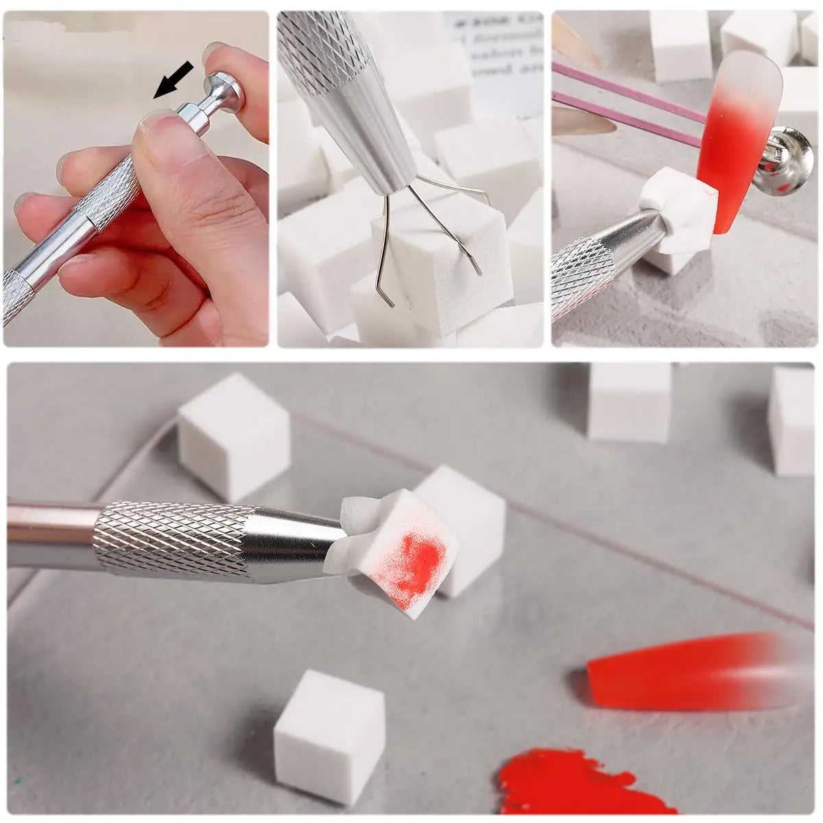 50Pcs Nail Art Sponge Set with Grab Pen - Smarsty