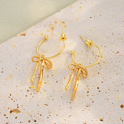 Versatile Gold Bowknot Stud Earrings for Women Daily Wear - Smarsty