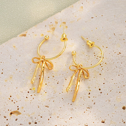 Versatile Gold Bowknot Stud Earrings for Women Daily Wear - Smarsty