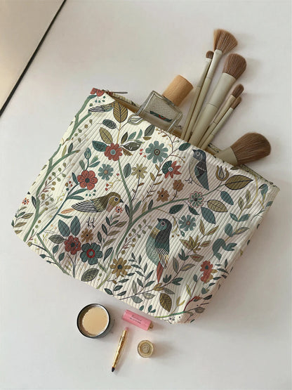 Corduroy Makeup Bag Lightweight Travel Cosmetic Organizer - Smarsty