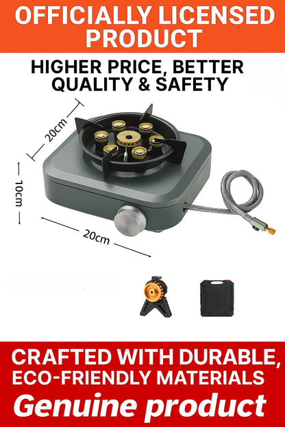 19800W 7-Core High-Power Camping Stove - Windproof Portable Gas Burner with Electronic Ignition for Hiking & Travel