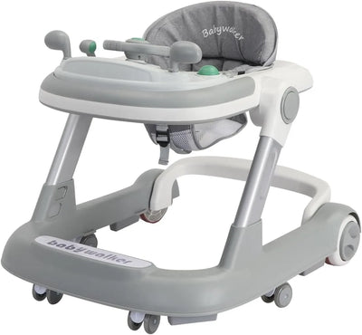 2 in 1 Baby Walker, Toddler Baby Push Walker with Removable Feeding Tray and Music Tray(Without Battery), Foldable Walker - Smarsty