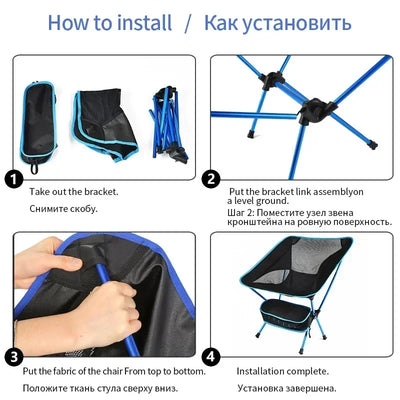 Outdoor Portable Folding Chair Beach Chairs for BBQ Travel Beach Hiking Picnic Seat Easy to Carry Convenient by Smarsty