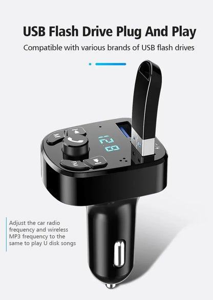 Car Bluetooth FM Transmitter Dual USB Fast Charger - Smarsty
