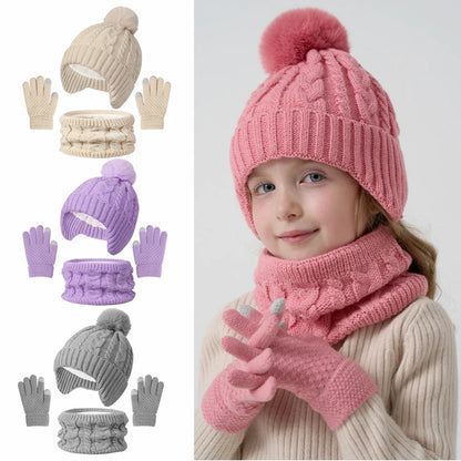 Kids Winter Hat Scarf Gloves Set Fleece Lined Warm - Smarsty