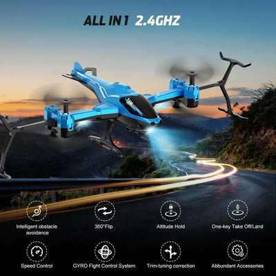 VATOS Super All in 1 Remote Control 2.4Ghz RC Helicopter 360° Flip Obstacle Avoidance Night Light Toy Christmas Gift Kids Adults
