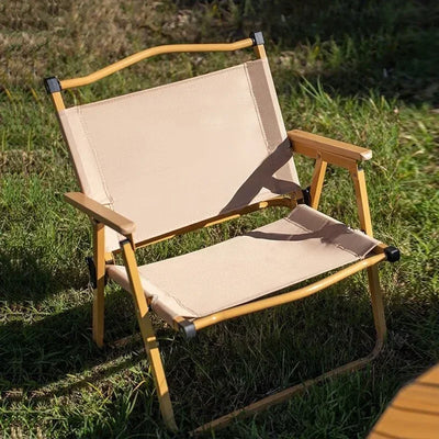 4/2/1PCS-khaki Camping Chair Portable Outdoor Chair Aluminum Alloy Wood Grain Folding Chair Camping Equipment Kermit Chair by Smarsty
