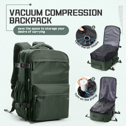 Men Vacuum Compression Backpack 15.6in Laptop Backpack Expand Hiking Vacuum Travel Backpack, Ryanair Backpack 40x20x25 Cabin Bag - Smarsty