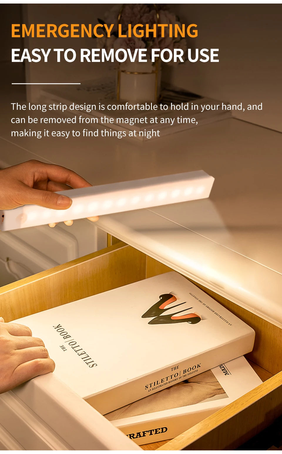 Rechargeable Motion Sensor LED Night Light for Cabinets - Smarsty