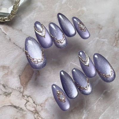 Romantic 24pcs Blue French Style Press On Nails - Smarsty
