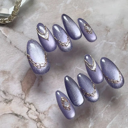 Romantic 24pcs Blue French Style Press On Nails - Smarsty