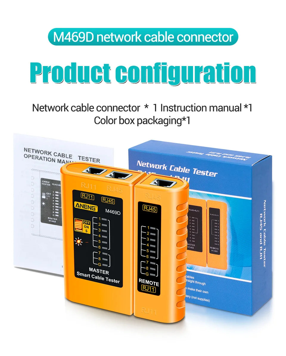 ANENG M469D Network Analyzer Tester for RJ45 and RJ11 - Smarsty