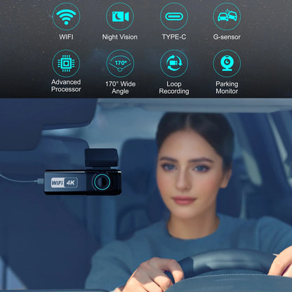 Stunning 4K Dash Cam Front And Rear Night Vision Wifi - Smarsty