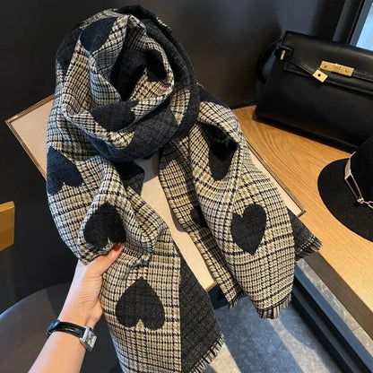 Double Side Cashmere Scarf Warm Thickened Winter Wrap - Smarsty