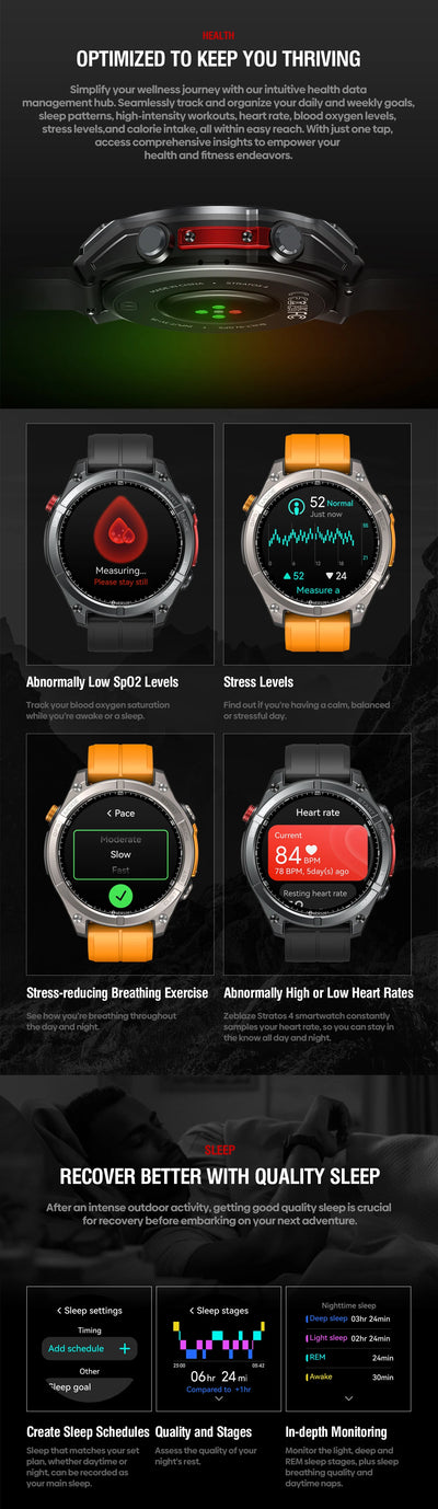 Zeblaze Stratos 4 GPS Smart Watch with AMOLED Display - Smarsty
