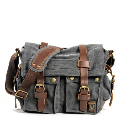 Muchuan Canvas Leather Messenger Bag For Men Laptop Case - Smarsty