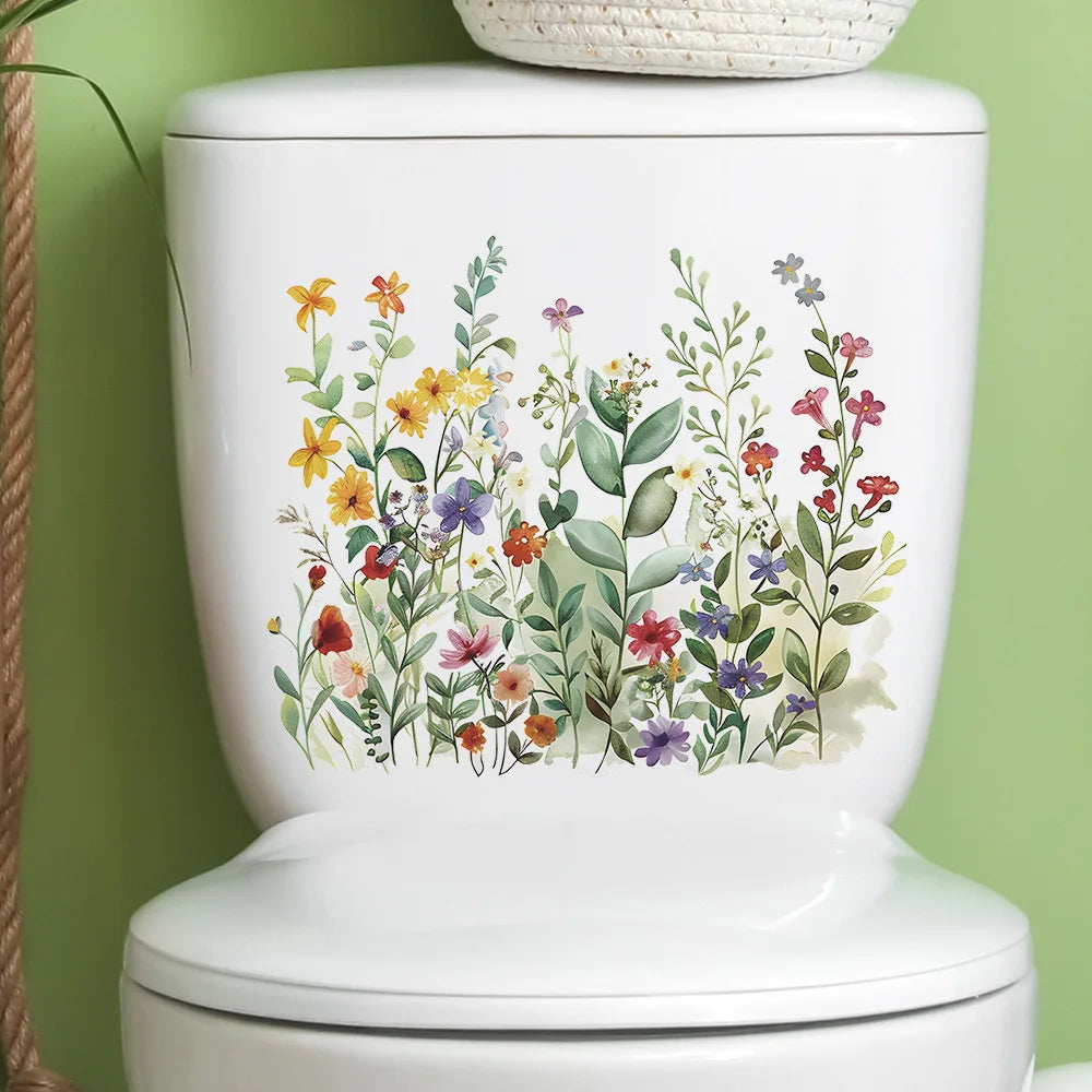 Green Plant Leaves Toilet Wall Sticker for Easy Home Decor - Smarsty