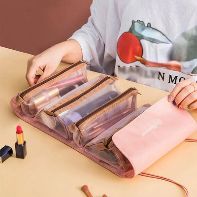 Detachable Cosmetic Bag Portable Large Capacity 4 in 1 Makeup Bags Portable Folding Travel Cosmetics Storage Toiletry Bag - Smarsty