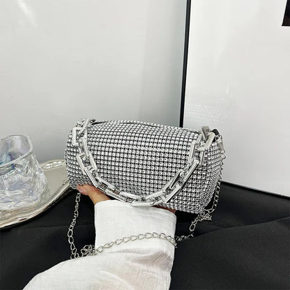 Rhinestone Bucket Bag Sparkling Crossbody Chain Bag - Smarsty