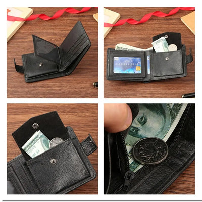 Men Wallets Leather Zipper Purse Man Slim Card Horders Quality Male Short Multi-card Wallet Coin Pocket Purse - Smarsty