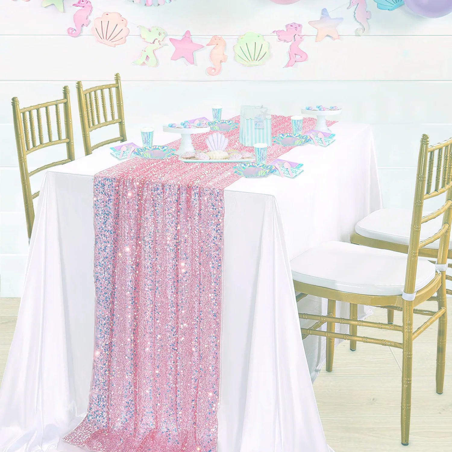 Glitter Iridescent Sequin Table Runner for Elegant Events - Smarsty