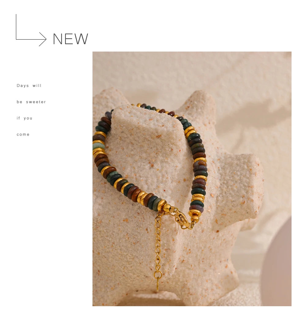 Colorful Natural Stone Beads Waterproof Bracelet for Women - Smarsty