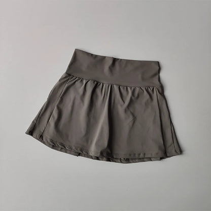 High Waisted Sports Short Skirt, Summer New Cool and Anti Glare Lined Shorts Women's Fitness Yoga Quick Drying A-line Skirt - Smarsty