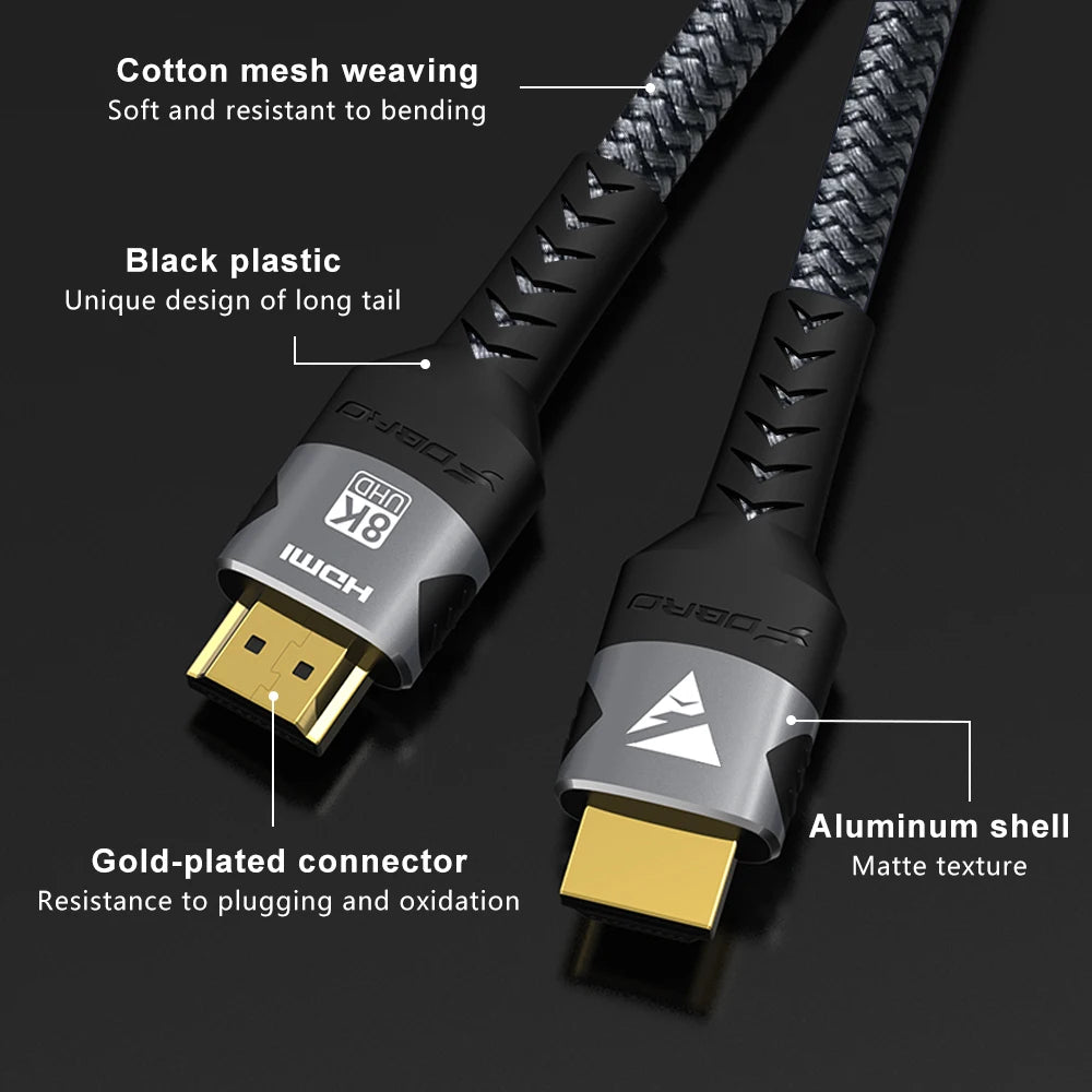 High Speed 8K HDMI Cable 2.1 with Braided Cord - Smarsty