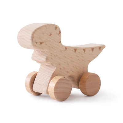 Wooden Baby Car Toys Beech Wooden Dinosaur Cartoon Car Teether Educational Montessori Toys For Children Teething Baby Toys - Smarsty