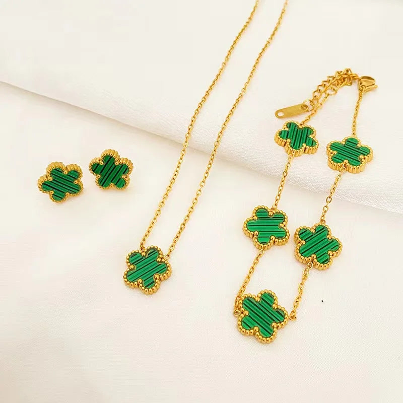 Stainless Steel Plum Blossom Jewelry Set for Women - Smarsty