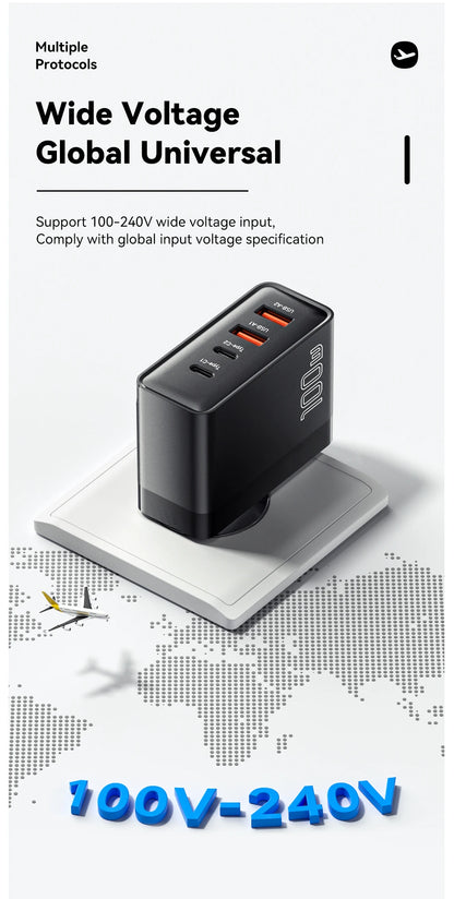 100W GaN USB3 C PD Charger For MacBook USKorea Plug - Smarsty