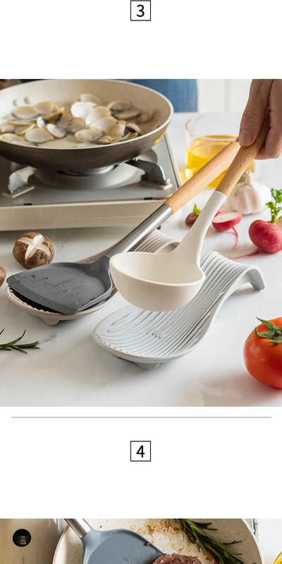 1/4Pcs Silicone Insulated Spoon Holder Heat Resistant Placemat Spoon Holder Cutlery Shelving Kitchen Tools Placemat by Smarsty