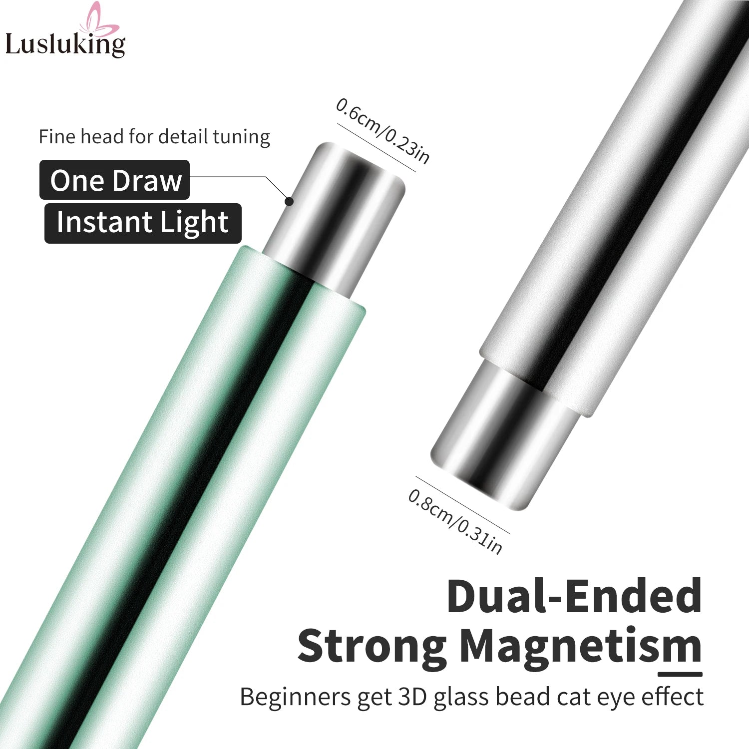 Cat Eye Nail Art Magnetic Tool Cylindrical Stick with Ball Magnet Manicure Accessory for Glass Bead Effects Fits UV Gel Polish - Smarsty