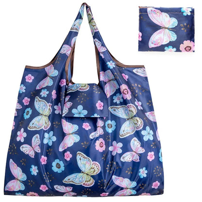 Eco Friendly Folding Shopping Bag Butterfly Flower Tote - Smarsty