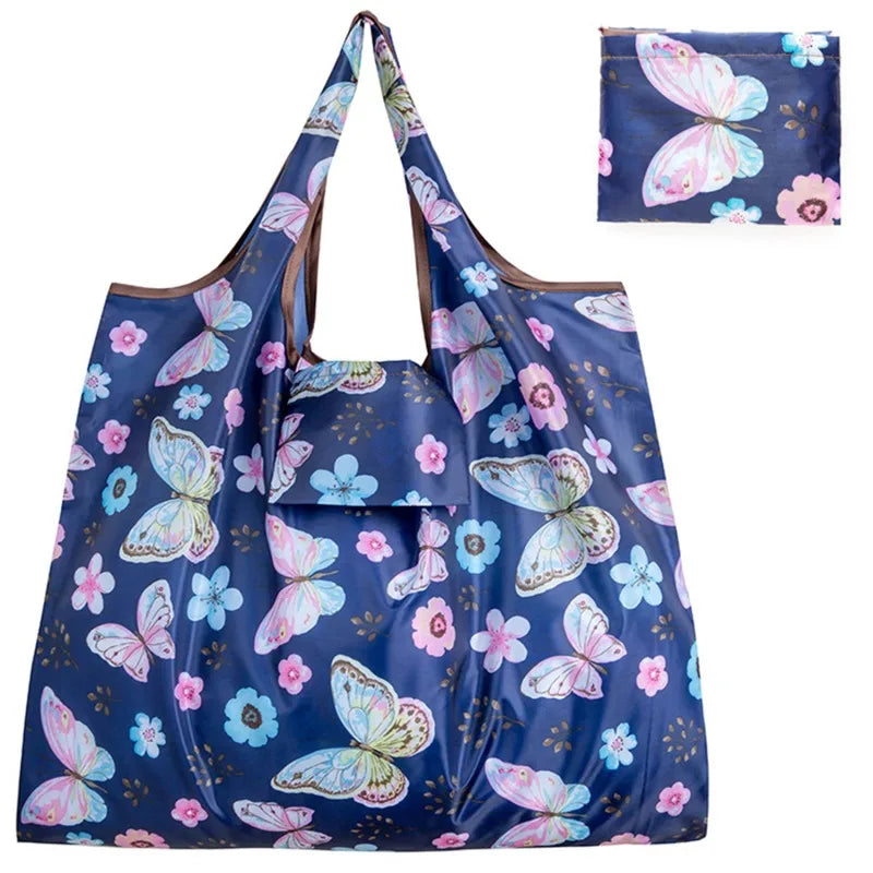 Eco Friendly Folding Shopping Bag Butterfly Flower Tote - Smarsty