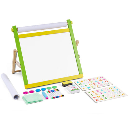 SucceBuy Tabletop Children Magnetic Drawing Board 3-in-1 Double-Sided Kids Art Easel with Painting Accessories for Girls Toy