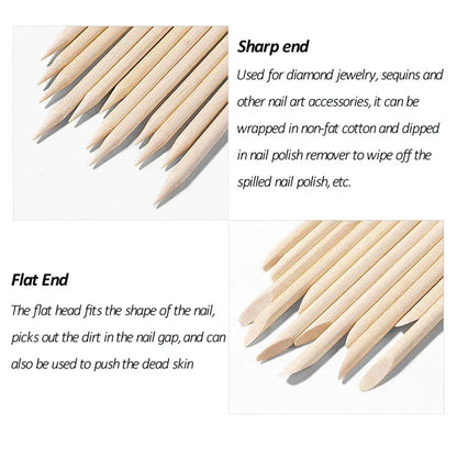 Wood Cuticle Pusher Sticks for Gel Polish Removal - Smarsty